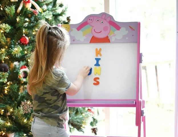 Kids Art Easel Peppa Pig Pink Wood Creative Learning Draw Dry Erase White Board