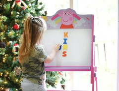 Kids Art Easel Peppa Pig Pink Wood Creative Learning Draw Dry Erase White Board