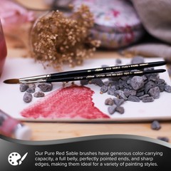 7500S6 Pure Kolinsky Round Brush for Watercolor and Oil, Size 6, Short Handle