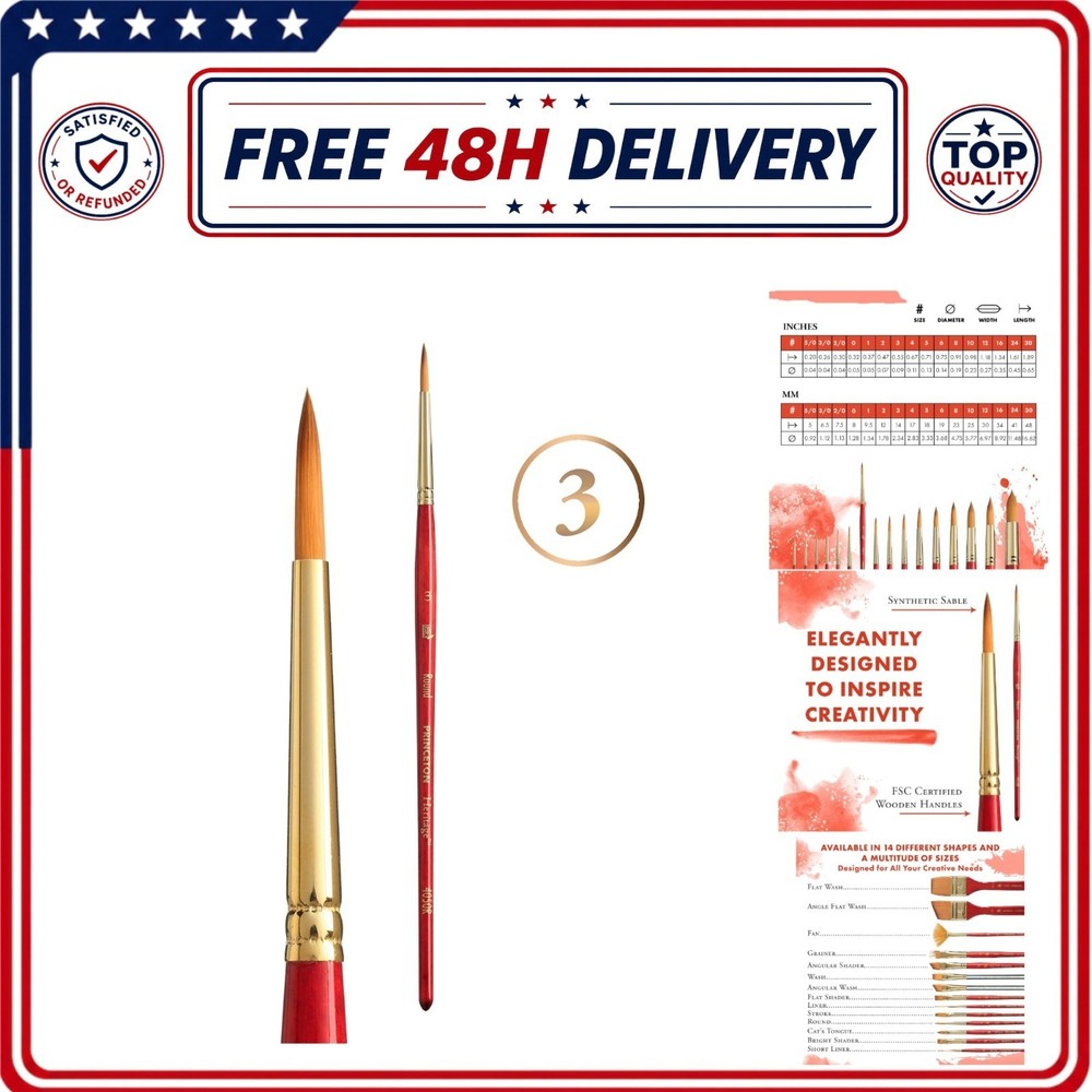 Princeton Heritage Series 4050 Synthetic Sable Paint Brush Size 3