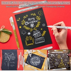PANDAFLY Gold Silver White Gel Pens, 1mm Extra Fine Point White Pen for Art H…