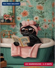 Canrichshop Black Cat Paint by Number for Adults,Funny Animal Painting by Number