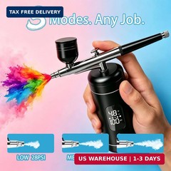 Cordless Airbrush Kit with Compressor,48 PSI High-Pressure, 6000mAh Rechargeable
