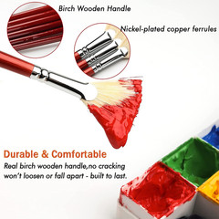 Fan Brush for Painting, 7 Pieces Fan Brush Set with Hog Bristle Natural Hair and