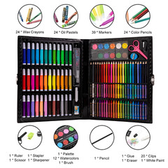 DRAWING ART SET 151 Piece Oil Pastels Crayons Colored Pencils Watercolors