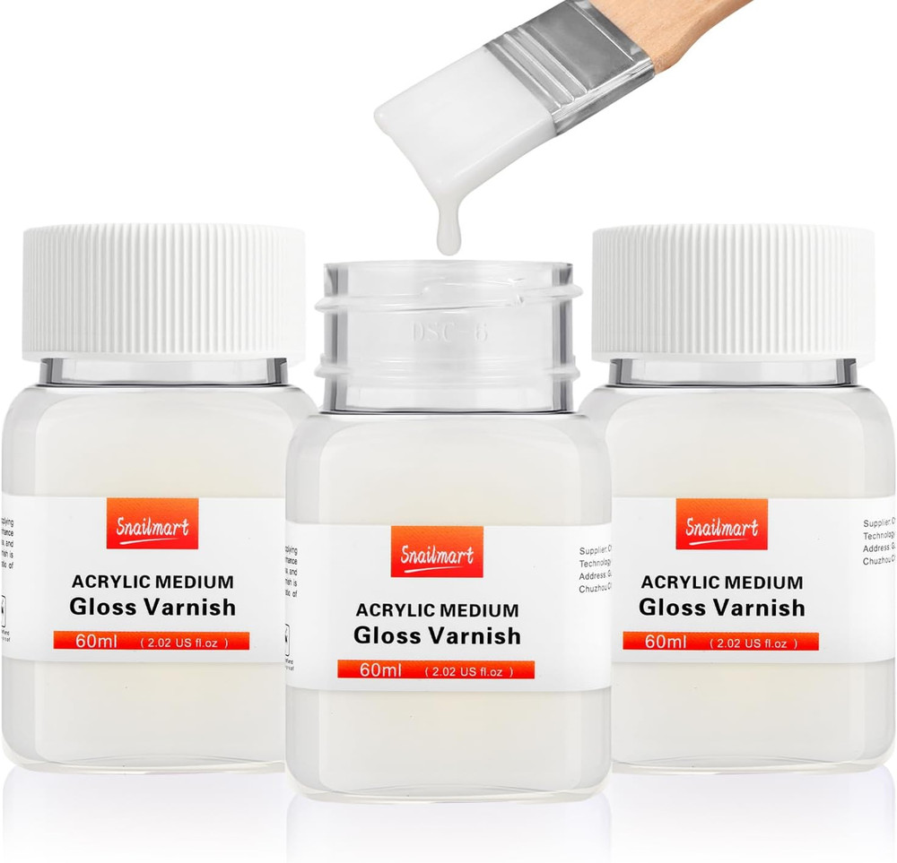 Gloss Varnish for Acrylic Painting, 180Ml/6.1Oz Acrylic Varnish Kit with 2 Brush
