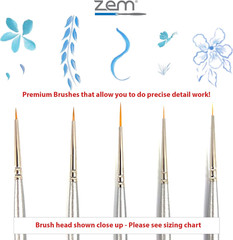 ZEM Brush Golden Taklon Miniature Detail Artist Brush Set Long Liner 20/0, Mini