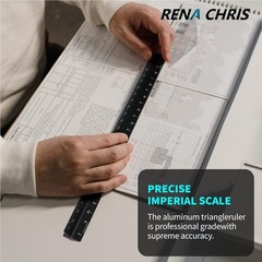 2PCS Aluminum Architectural Scale – 12″ Triangular Ruler, Black
