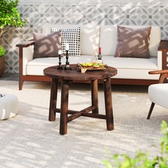 Patio End Table with Solid Wood Structure for Garden Deck Poolside and Indoor…