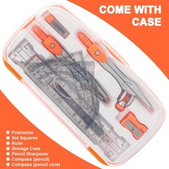 Akuoly Geometry Compass Set 2 Drafting Compasses with Maths Protractor Set Sq…