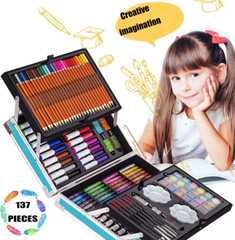 Deluxe Art Supplies Kit for Kids, Boys, Girls, Teens, Ages 5-12, with Sketch Pad