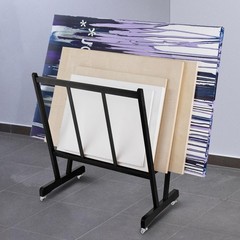 Large Wooden Print Rack, Art Drying and Display Rack with Rolling Casters, St…