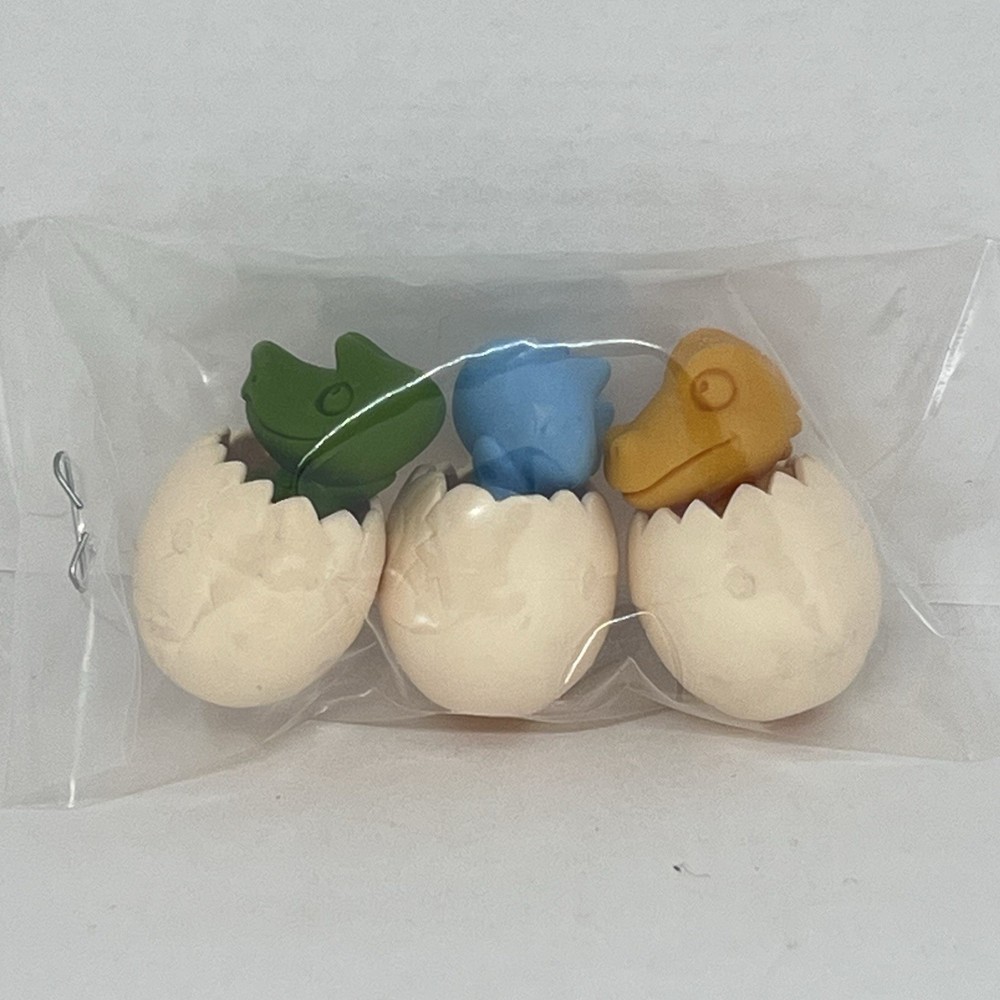 Lot of 3 Iwako Japanese Baby Dino Dinosaurs & Egg 3D Puzzle Erasers S3
