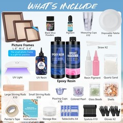 Ocean Resin Art Kit, Clear Epoxy Resin Kit with Frames, Beginner DIY Ocean Pa…