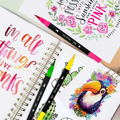 Art Supplier Dual Brush Markers Pens, 110 Artist Coloring Marker Set, Fineliner