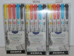 Zebra Mildliner Double Ended Marker Bold & Fine Point 5 -Friendly Mild 3 Packs