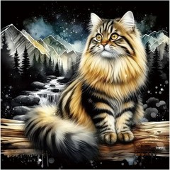 Kulvci Diamond Art Kits for Adults, Cat 12 inches x 12 inches, Multicolor