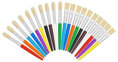 20 Pcs Kids Paint Brushes – Round & Flat, Easy Hold & Clean, Bristle 20PCS