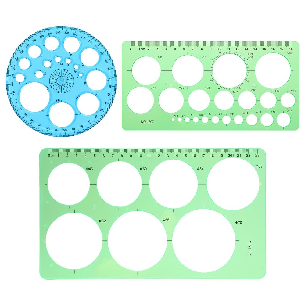 Matwsec 3 Pcs Circle Template, Plastic Stencil for Green and Blue