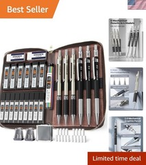 30-Piece Mechanical Pencil Set with Leather Bag – Perfect for Artists & Drafting