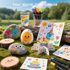 72 Colors Acrylic Paint Markers, Dual Tip Acrylic Paint Pens with Brush Tip &…