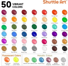 Acrylic Paint Set 50 Colors 60ml Waterproof Non Toxic for Canvas Rocks Wood C…