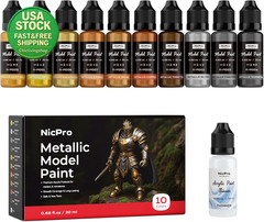 Metallic Model Paint Set 10 Colors 20Ml Acrylic Paints with Thinner For