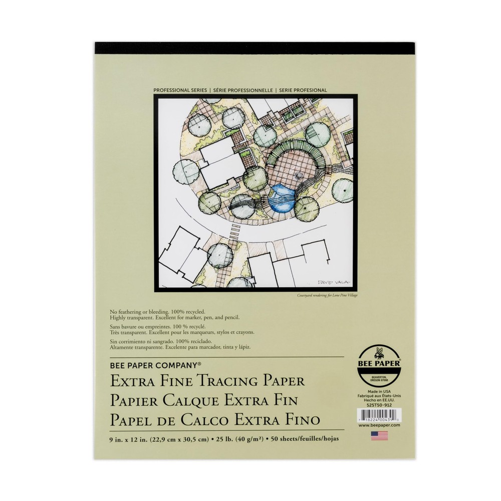 Bee Paper – 9″x 12″ Bleed 9-inch x 12-inch, 50 Sheet Tape Bound Pad, Clear