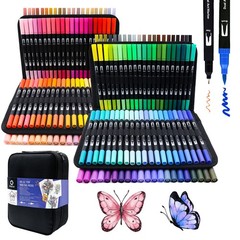 168 Colors Dual Tip Markers Adult Coloring Books Fine Brush Tip Calligraphy