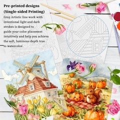 3 PCS 8.5×11 Inch Watercolor Workbook Coloring Books Adults 160GSM Paper