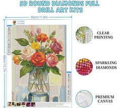 Flowers Diamond Art Kit for Adults & Beginners – 5D Full Drill Sunlit Petals