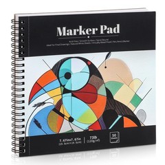 50 Sheets Marker Paper Pad, 7.6×7.6 Inch Bleedproof Art Sketch Pad, 73lb/120gsm