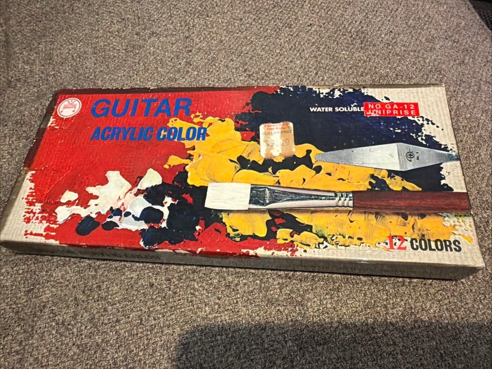 12 Vintage Guitar Acrylic Color Water Soluble Rare Paint VTG Art Supply