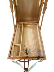 French Portable Wooden Easel Artist Sketch box mahogany wood?