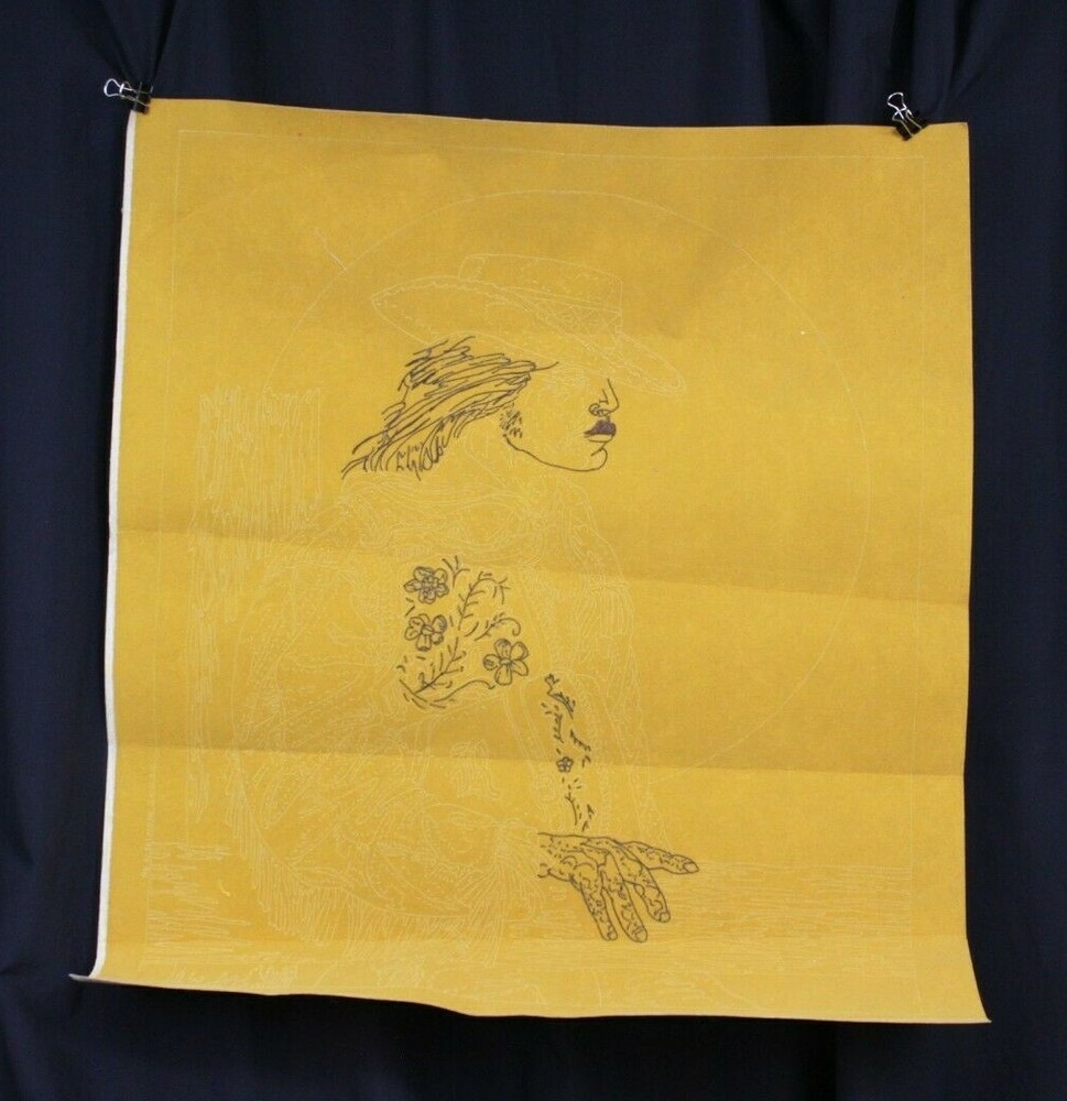 Vtg Ringo Paint with Pen Velvet Stamped Canvas Cowboy Western #2065 60s 70s BIG