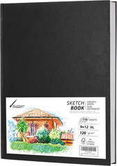 2 Pack Large Hardcover Sketch Pads for Drawing 9″ x 12″ – 110 Sheets (220 Pages)