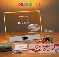 LED Lumiboard 8 Colors Rechargeable 13.8″ X 9.3″ Incl. markers built-in stand