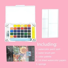 MAIKEDEPOT Portable Watercolor Paint Set 30 Colors Travel Watercolor Kit wit…