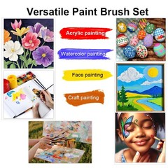 Artist Paint Brush Set of 12 for Acrylic Watercolor Gouache Oil Craft Paintin…