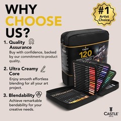 Castle Art Supplies 120 Colored Pencils with Zipper | Quality Soft Coloured L…