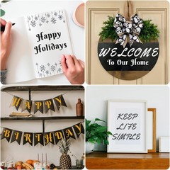 1/2, 3/4, 1, 2 Inch Letter Stencils for Painting, 14 Pack (9.8 X 5.9 Inch) Plast