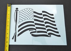2 PACK Spray Airbrush Painting Stencils Waving American US Flag LARGE 10×14″