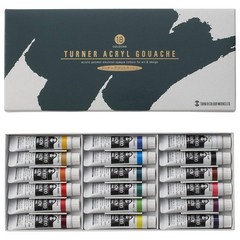 Turner Acrylic Gouache 18 Color Paint Set AG18C Art Supply 11ML Fits 0.4 Fl Oz
