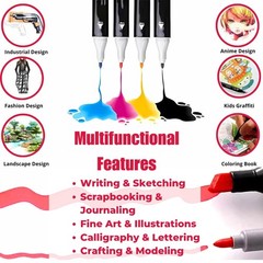Dual Tip Markers Set 48 Colors With Colorless Blender Ideal for Coloring, Dra…