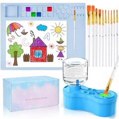 Painting Station, Silicone Painting Mat and Paint Brush Cleaner, 20″X16″ Sili…