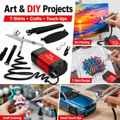 Airbrush Compressor Kit with Dual Action Airbrush High Power Portable Spray Set