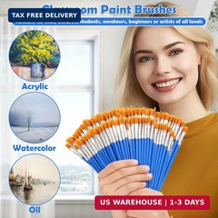 126 Pcs Flat Paint Brushes for Acrylic Painting, Small Paint Brushes Bulk, Kids
