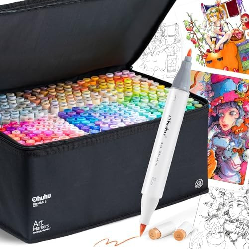 Ohuhu 320 Color Art Marker Set Alcohol-Based Fine & Brush Tips Honolulu B New