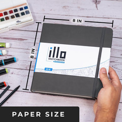 Illo Sketchbook 8’’ X 8’’ Square Hardcover Sketch Book, (112Lb/180Gsm) Heavyweig