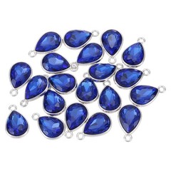 20PCS 12x20mm Alloy Glass Crystal Teardrop Charm Bright Blue